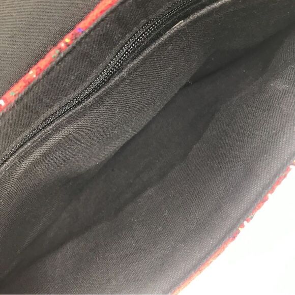 Ego Red and Black Plaid Wool Flap Front Holiday Mini Shoulder Bag - Picture 14 of 16